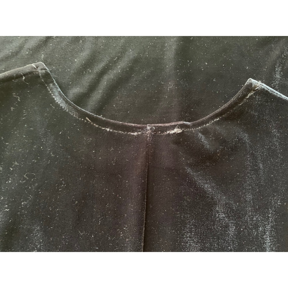 Vintage Black Velvet Maxi Dress Gown Minimalist Goth Witchy-L - Picture 5 of 5